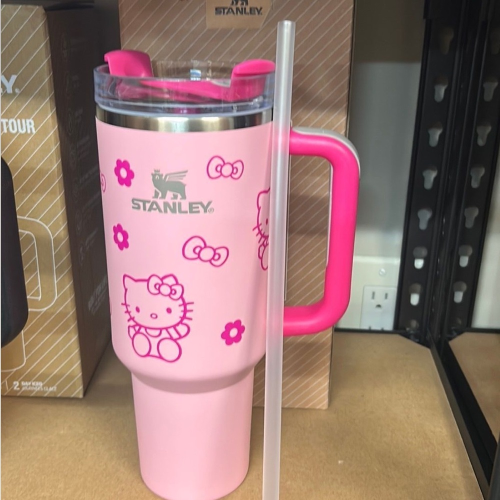 Stanley Pink Tumbler with Hello Kitty and Straw 40oz